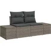 vidaXL Gartensofa-set 10 stk. Grau Poly-Rattan