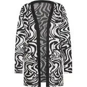 Mymo Strickjacke Damen wollweiß schwarz