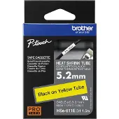 Brother Schrumpfschlauch HSe-611E HSE611E, 5,2 mm schwarz auf gelb