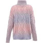 Mymo Rollkragenpullover Damen blau rosa