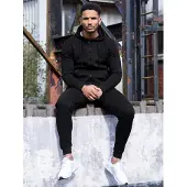 Enzo | Herren Zip Up Hoodie Trainingsanzug Set - Schwarz