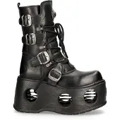 New rock Metallic Schwarz Leder Neptuno Gothic Stiefel-373-S2