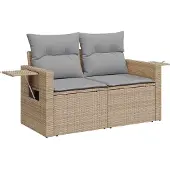 vidaXL Gartensofa-set 11 Stk. Beige Poly Rattan