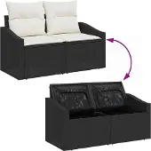 vidaXL Garten-Sofa-Set 7 stk. Schwarz und Creme