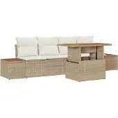 vidaXL Gartensofa-set 5 Stk. Beige Poly-Rattan