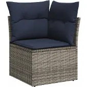 vidaXL 8-tlg. Garten-Sofagarnitur mit Kissen Grau Poly Rattan