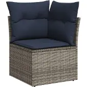 vidaXL 8-teiliges Gartensofa-Set mit Kissen, grau, Polyrattan