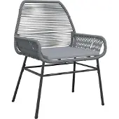 vidaXL 5-tlg. Garten-Essgruppe mit Kissen Grau Poly Rattan Glas