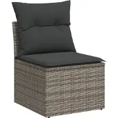 vidaXL 4-tlg. Garten-Sofagarnitur mit Kissen Grau Poly Rattan