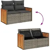 vidaXL 6-tlg. Garten-Sofagarnitur mit Kissen Grau Poly Rattan