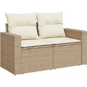 vidaXL Gartensofa-set 10 stk. Beige Poly-Rattan
