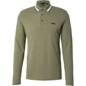 BOSS Grünes Poloshirt Boss Green Plisy 100% Baumwolle Piqué Langarm