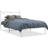 vidaXL Bettgestell mit Kopfteil Metall Weiß 100x190 cm