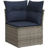 vidaXL 9-teiliges Gartensofa-Set mit Kissen, grau, Polyrattan
