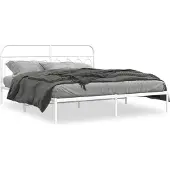 vidaXL Bettgestell mit Kopfteil Metall Weiß 160x200 cm