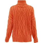 Mymo Rollkragenpullover Damen orange