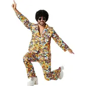 TecTake dressforfun - Herrenkostüm 70er Jahre Disco Retro Kreismuster - XL - Kostüm Karneval - Halloween - Verkleiden - Partykleidung - Party - Partykleidung