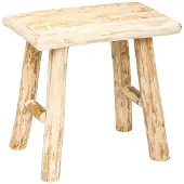 Wellhome - Hocker aus Pappelholz in Beige, 32cm