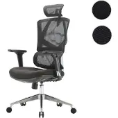 Mendler Bürostuhl HWC-J89, Schreibtischstuhl ergonomisch, Lordosenstütze hohe Rückenlehne 3D-Armlehnen gepolstert schwarz