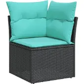 vidaXL 8-teiliges Gartensofa-Set mit Kissen, schwarzes Polyrattan