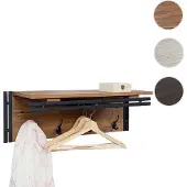 Mendler Wandgarderobe HWC-A27, Garderobe Regal, 4 Haken 24x75x24cm 3D-Struktur ~ Wildeiche-Optik