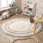 Little Olly Waschbarer Kinderteppich Rund - Milo Grau Ø 200 cm