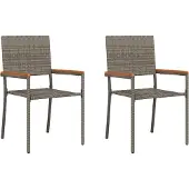 vidaXL Garten Stapelstühle 2 Stk. Grau und Braun
