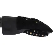 Dolce&Gabbana schwarze Leder-Schafsleder-Nietenhandschuhe