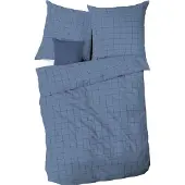 Kaeppel Musselin Bettwäsche Grid 155x220 cm + 80x80 cm blau