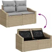 vidaXL Garten-Sofa-Set 8 stk. 7-Sitzanzahl Beige und Hellgrau