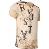 Rusty neal V-Neck T-Shirt mit Wildleder-Details und Nieten-Verlauf