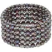 ATELIERS SAINT GERMAIN Armband 5 Reihen aus echten Süßwasserperlen 4 mm