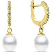 Brilio Silver - Charming gold plated earrings with pearls EA650Y