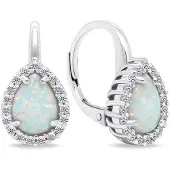 Brilio Silver - Charming silver earrings with synthetic opals EA636W