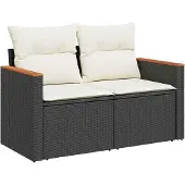 vidaXL Gartensofa-set 8 stk. 5-Sitzanzahl Schwarz Poly Rattan