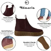 Tamaris Damen Bordeaux Burgunder Leder Chelsea Stiefeletten