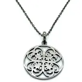 Orphelia Damen-Kette aus 925er Sterlingsilber mit Anhänger – Schwarz ZH-6036/3