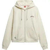 Superdry für Damen. W2012287A Beigefarbenes Esssential Logo-Kapuzensweatshirt mit Raglanärmeln, Reißverschluss und beigem Logo (XS), Lässig,