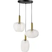 Beliani Hängeleuchte mit 3-flammigem Lampenschirm aus Glas und Metallfuß transparent im Retro-Stil