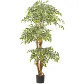 Creativ Green Kunstpflanze "Ficus benjamina" mit Naturstamm