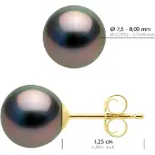 ATELIERS SAINT GERMAIN Ohrringe Gelbgold 375 - echte Tahiti-Zuchtperlen halbrund 7,5-8 mm