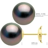 ATELIERS SAINT GERMAIN Ohrringe - Gelbgold 375 - Echte Tahiti-Zuchtperlen rund 10-11 mm
