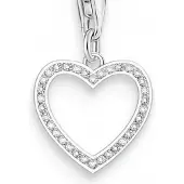 Thomas Sabo Charm Herz "Charm mit weißen Steinen", silber (silberfarben, kristallweiß, kristallweiß), Charms, Damen, Silber 925 (recycelt), Charm Herz, mit Zirkonia (synth.)