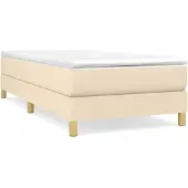 Syfax Boxspringbett mit Matratze Creme 90x200 cm Stoff