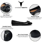 Windsor Smith - Schwarze flache Lederschuhe mit Schleife - Bunny