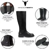 Windsor Smith Windsorsmith Damen-Stiefel aus schwarzem Kunstleder, kniehoch, Blessing