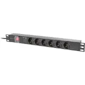 Lanberg PDU-06F-0200-BK, Geändert, 1U, Einphasig, Drinnen, Horizontal, Aluminium