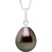ATELIERS SAINT GERMAIN Anhänger Gelenkfaden Weißgold 375 und echte Tahiti-Zuchtperle Birne 9-10 mm