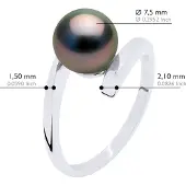 ATELIERS SAINT GERMAIN Armreif Ring Prestige Silber 925 rhodiniert - Echte Tahiti-Zuchtperle rund 7-8 mm