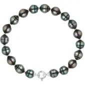 ATELIERS SAINT GERMAIN Armband echte Tahiti-Zuchtperlen, eingekreist, 9-10 mm